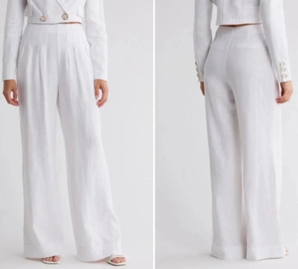 RAMY BROOK WOMENS SIZE 10 DALIA WIDE LEG DRESSY PANT TROUSER WHITE NEW MSRP $395